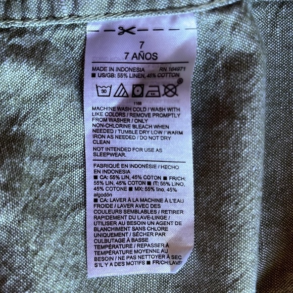 Janie and Jack "The Linen Shirt" Green Size 7 - Picture 3 of 3